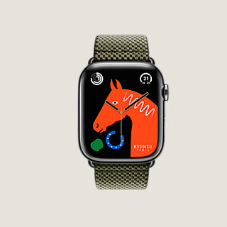 Gehäuse Series 9 Space Black & Armband Apple Watch Hermès Single 